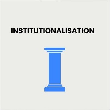 Institutionalisation: the fourth phase, drawn as a blue column